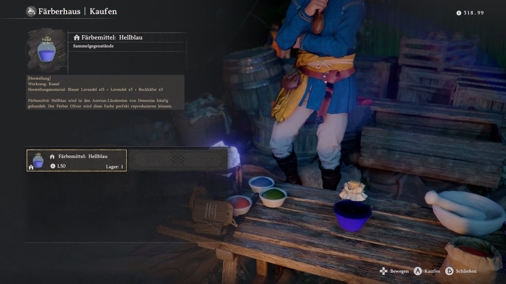 Crimson Desert: Hellblauer Farbstoff