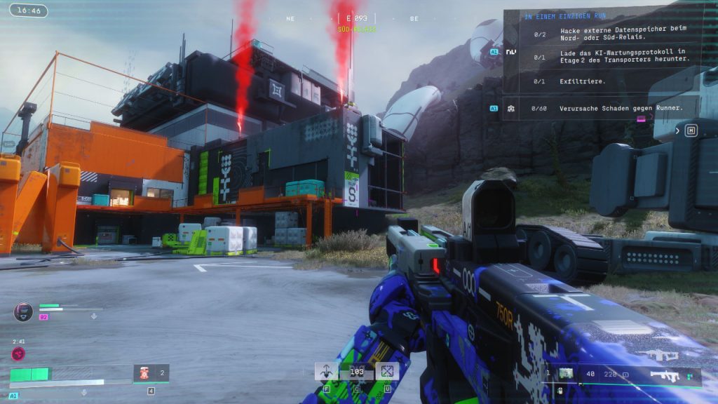 Marathon Screenshot Schließfach Haus mit rotem Rauch am Süd-Relais