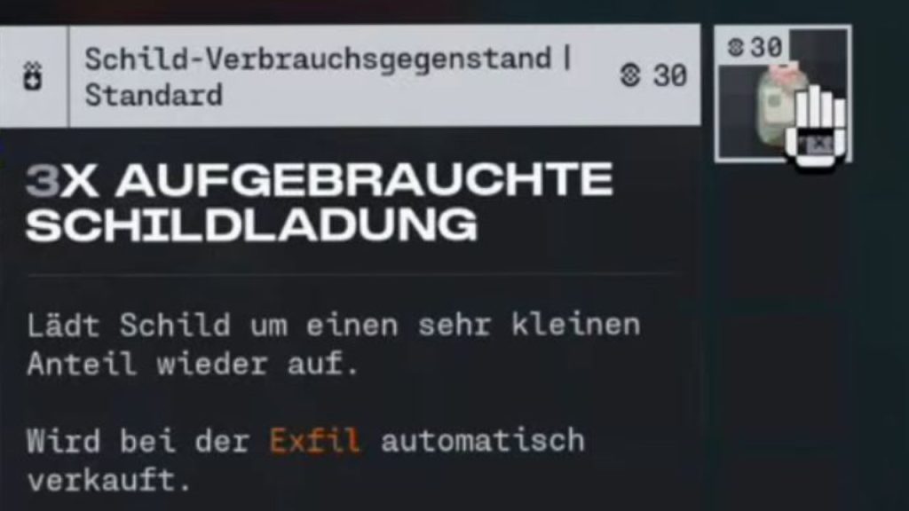 Marathon Screenshot aufgebrauchte Schildladung