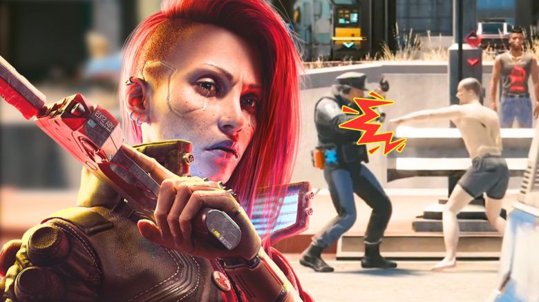 NPC verprügelt Polizisten in Cyberpunk 2077