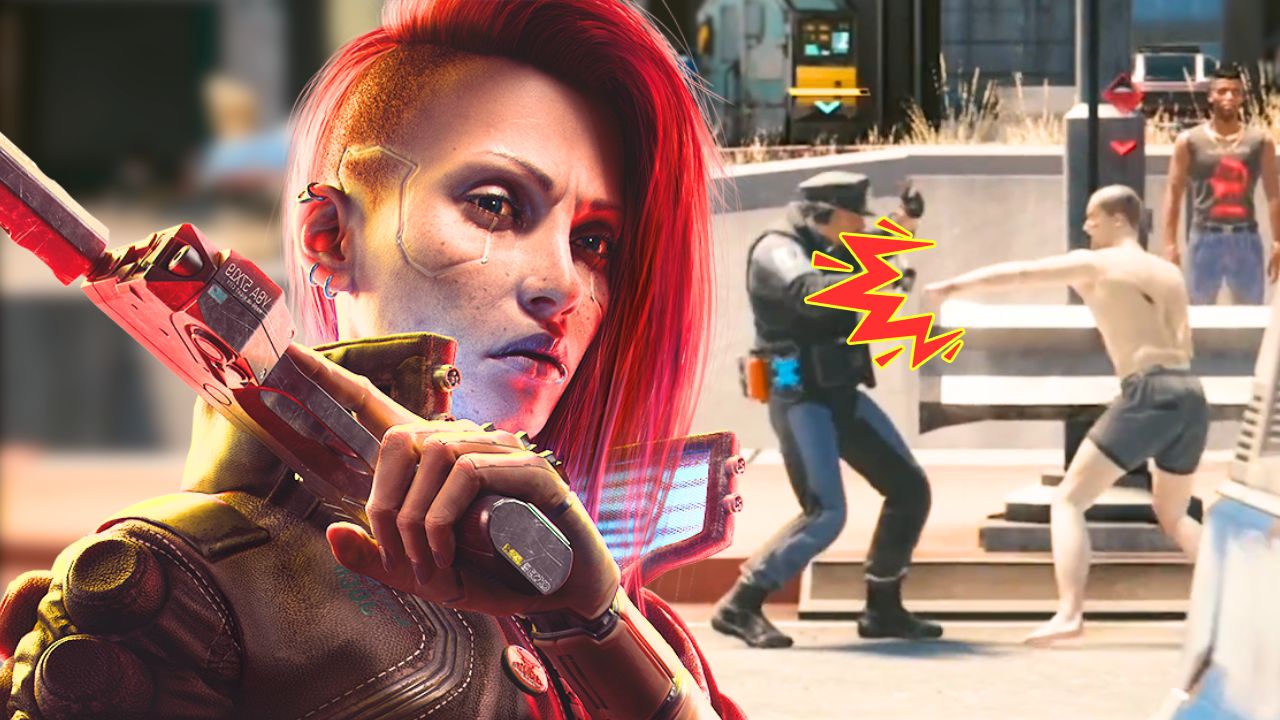 NPC verprügelt Polizisten in Cyberpunk 2077
