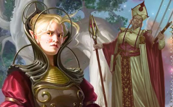 Priester und weiblicher Charakter D&D