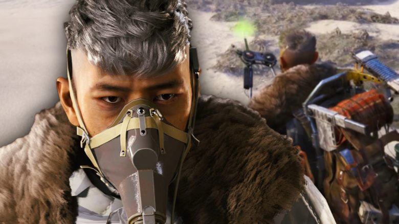 ARC Raiders figur, Hintergrund mit Metalldetektor