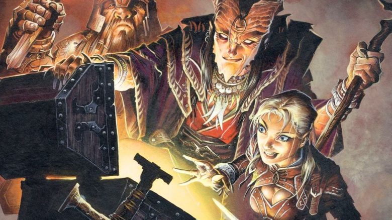 Abenteurer vor einer Kiste