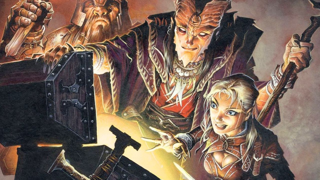 Abenteurer vor einer Kiste