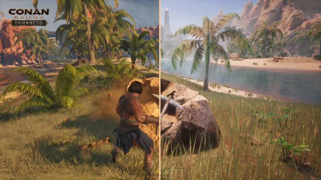 Bild zeigt Vergleich zwischen der Vegetation in alter und neuer Engine