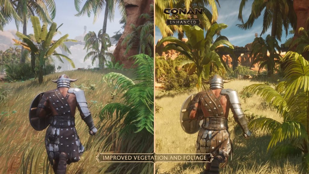 Bild zeigt Vergleich zwischen der Vegetation in alter und neuer Engine