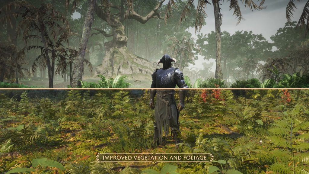 Bild zeigt Vergleich zwischen der Vegetation in alter und neuer Engine