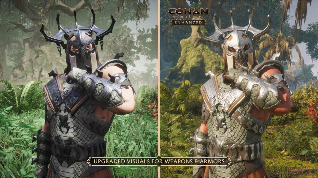 Bild zeigt Vergleich zwischen Rüstungen in Conan Exiles