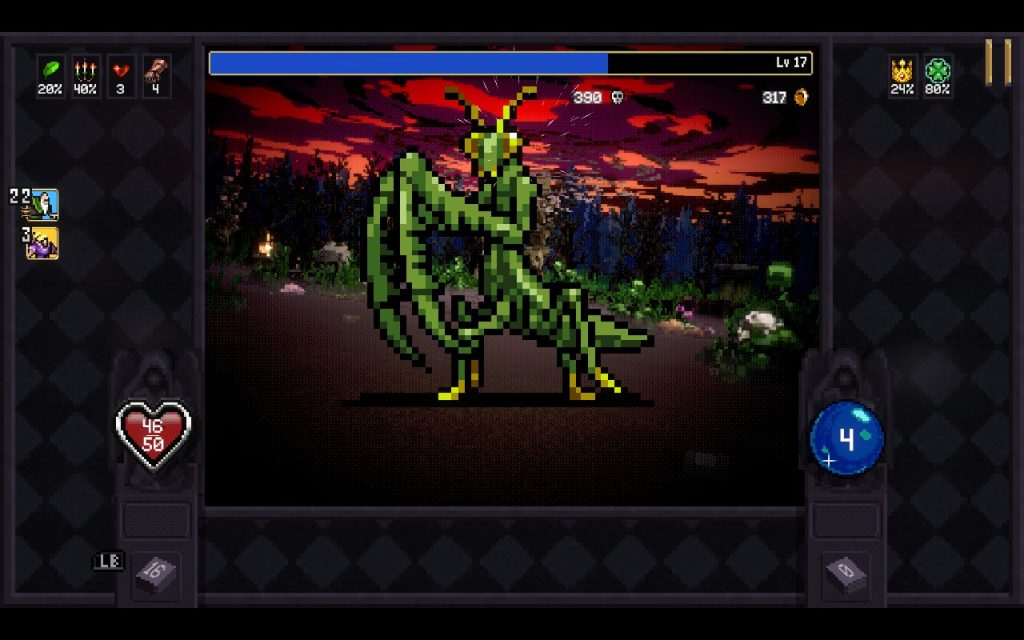 Screenshot eines Heuschrecken-Bosses in Vampire Crawlers