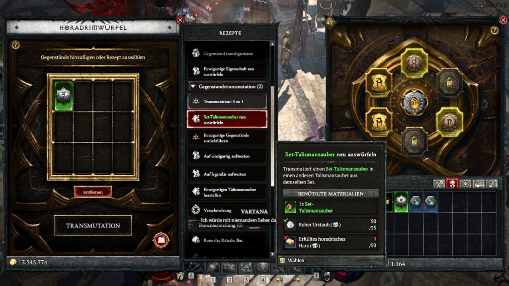 horadrim-würfel diablo 4 talismanzauber sets