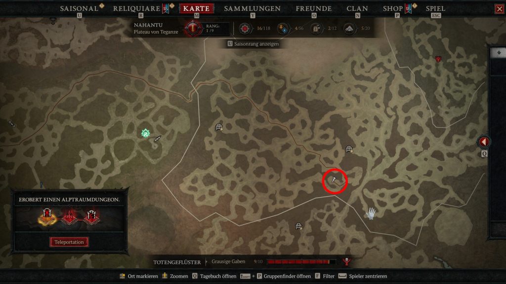 Diablo 4 Kuhlevel Blutblitz auf Map Screenshot