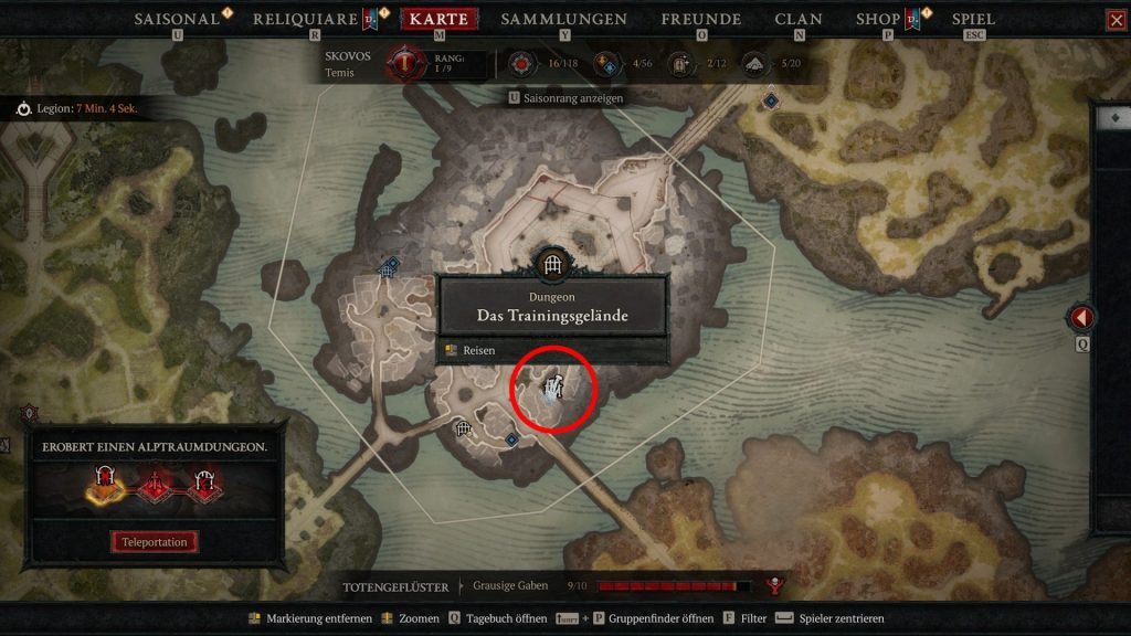 Diablo 4 Kuhlevel finden Amazonen Helm Trainingsgelände in Skovos Fundort Screenshot