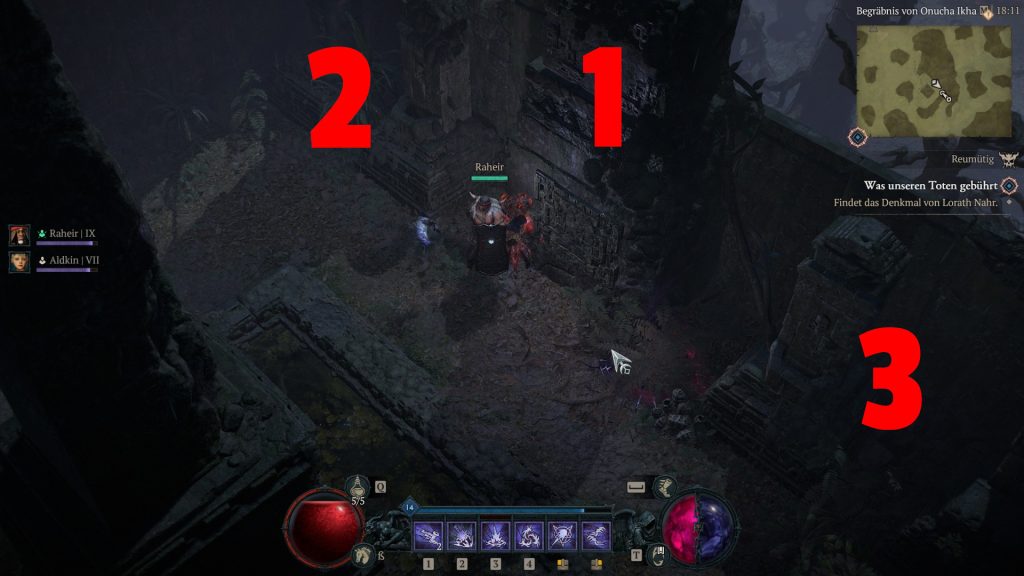 Diablo 4 Kuhlevel nahantu statuen begräbnis screenshot mit zahlen