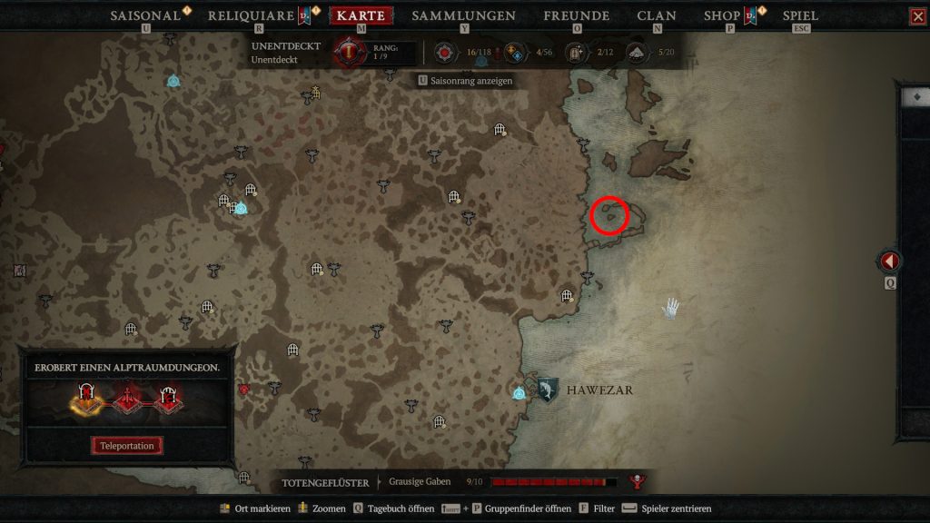 Diablo 4 kuhlevel finden hawezar neyrelles hand schiffswrack screenshot map