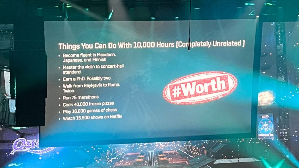 What you can achieve in 10,000 hours (completely unrelated):

- Learn Mandarin, Japanese and Finnish fluently.
- Master the violin at concert level.
- Earn a doctorate, perhaps even two.
- Run from Reykjavik to Rome. Twice.
- Run 75 marathons.
- Prepare 40,000 frozen pizzas.
- Play 16,000 chess games.
- Watch 15,800 series on Netflix.

#Worth it