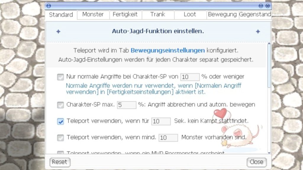 Raganrok Online Auto Jagd Fenster 1