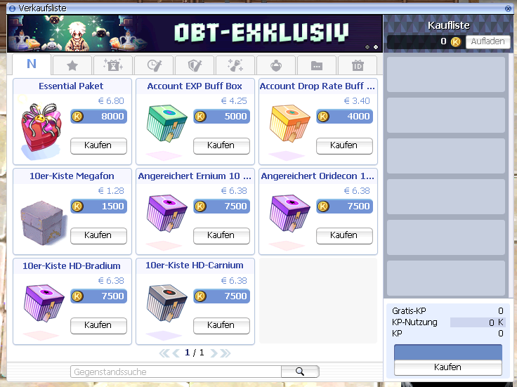Ragnarok Zero Online Shop