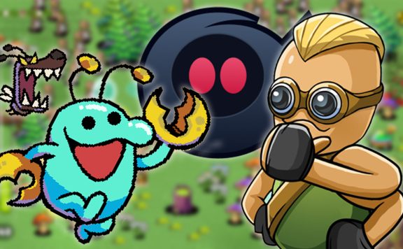 Eine Collage, welche die Titel-Figuren der Spiele Everything is Crab und Ground Zero Hero zeigt.