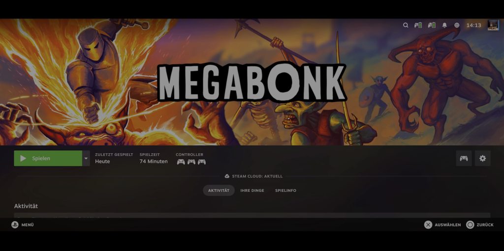 So sieht es auf dem TV aus, wenn man ein Spiel startet.