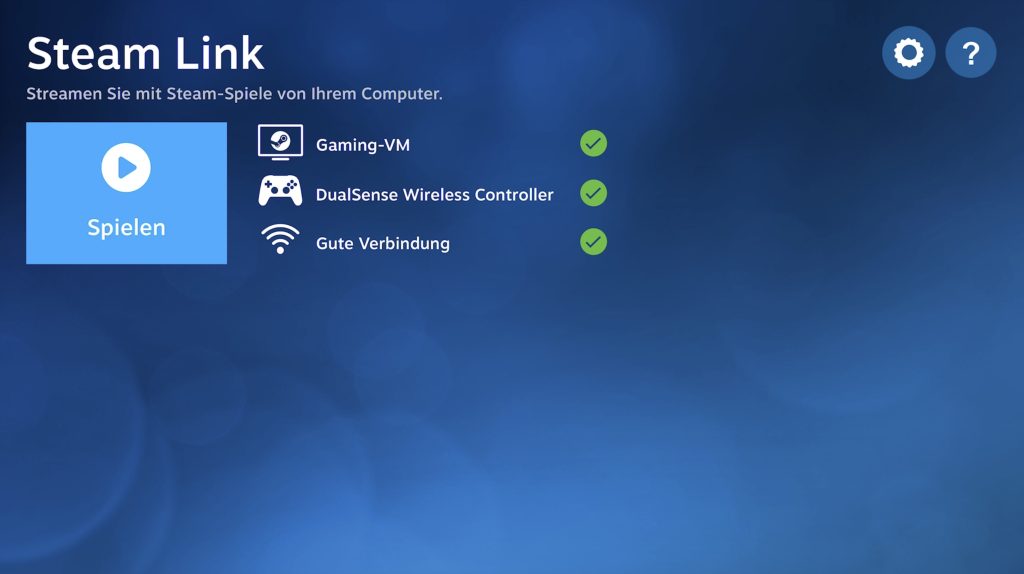 Das Menü von „Steam Link“