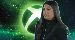 Asha Sharma vor Xbox-Logo Collage