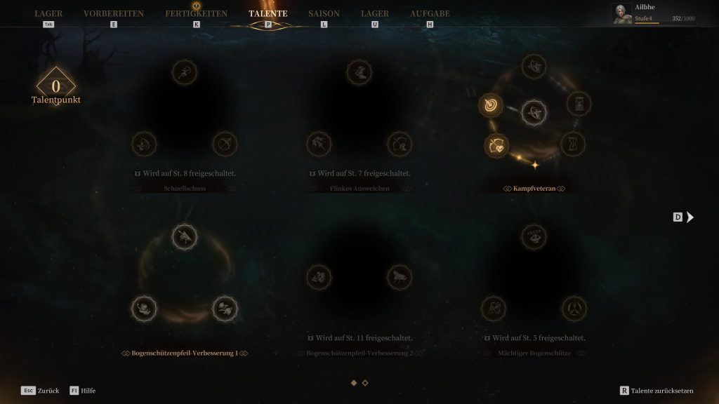 Mistfall Hunter Screenshot Talente