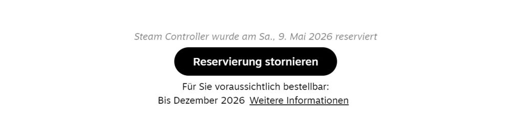 Steam Controller Reservierung