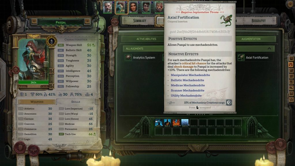 Warhammer 40k rogue trader museion dlc augment pasqal