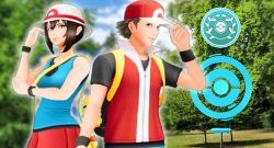 Zwei Trainer vor Pokémon Showcase