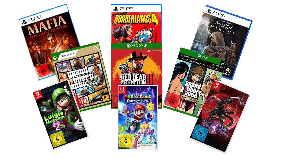 Einige Beispiele für Spiele aus der 3-für-49-Aktion bei MediaMarkt