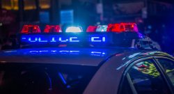Ein Polizei-Auto mit Blaulicht. Foto von Michael Förtsch.