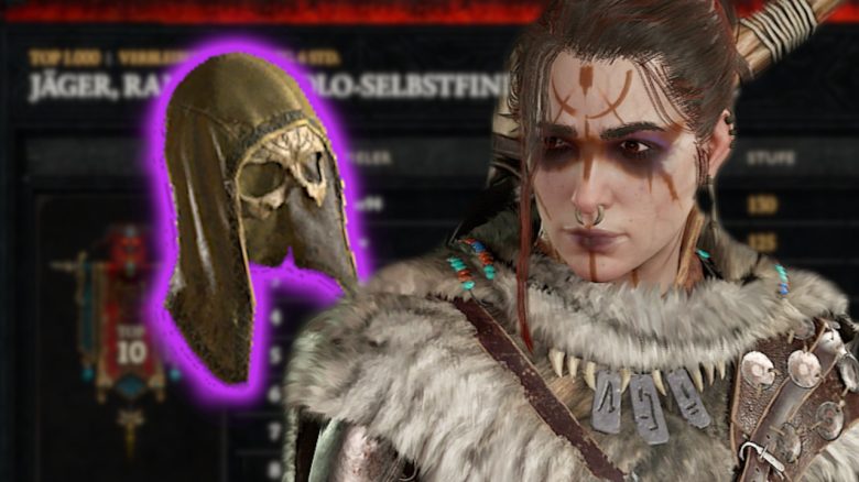 Diablo 4 Jägerin schaut auf Shako vor S14 Rangliste titel
