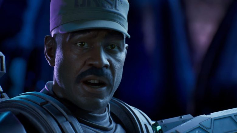 Halo Soldat mit skeptischem Gesichtsausdruck