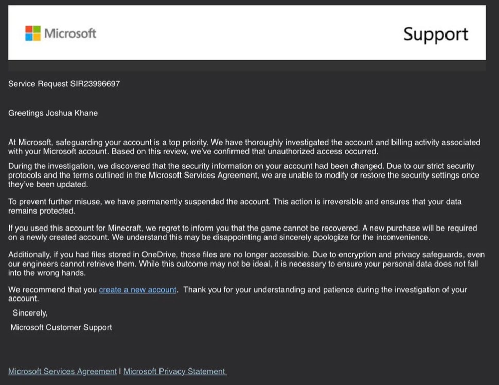 Microsoft E-Mail gelöschter Account