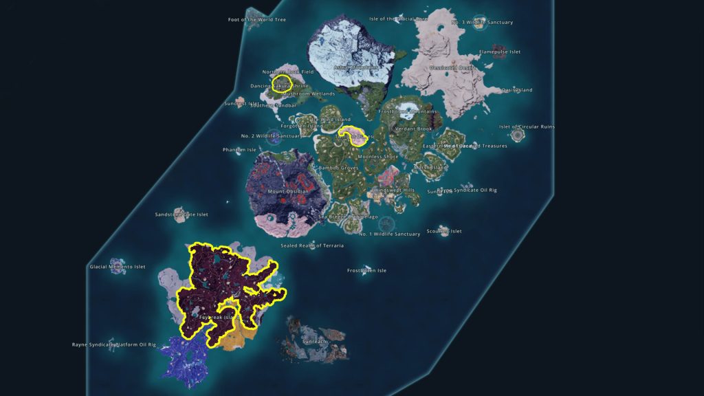 Palworld 1.0 hardwood farming Map Locations