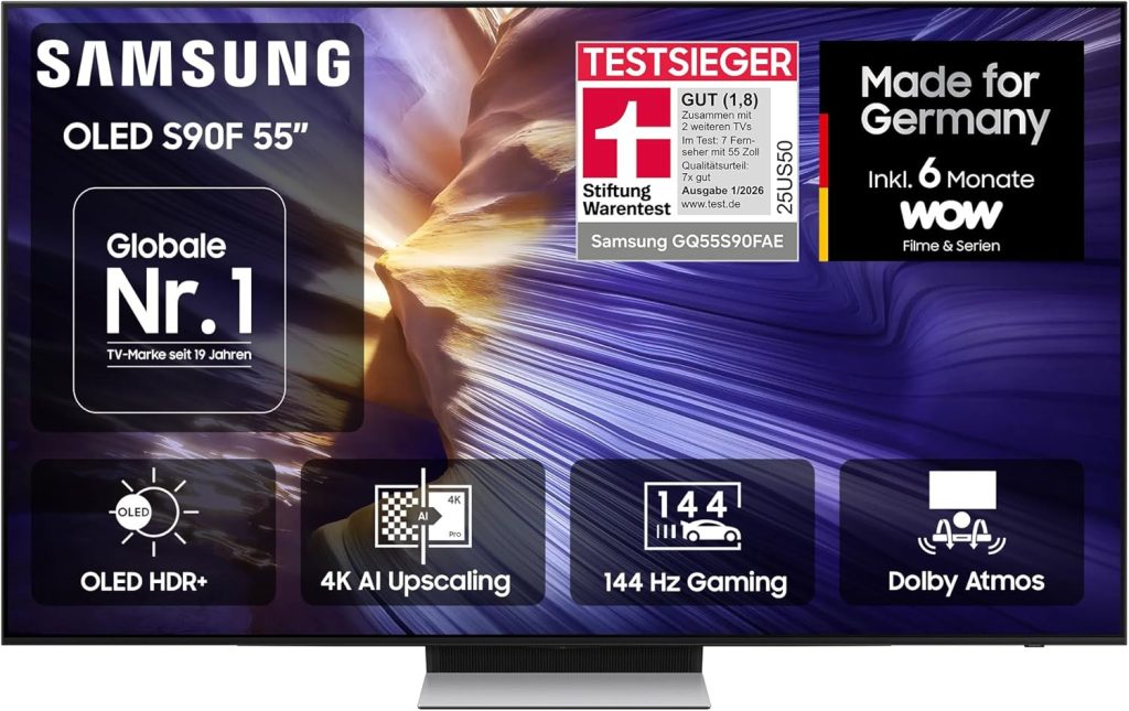 4K-OLED-TV Samsung GQ55S90F für 899 Euro statt 949 Euro bei Amazon (UVP: 2.399 Euro)