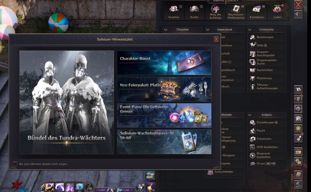 Throne and Liberty: Menus