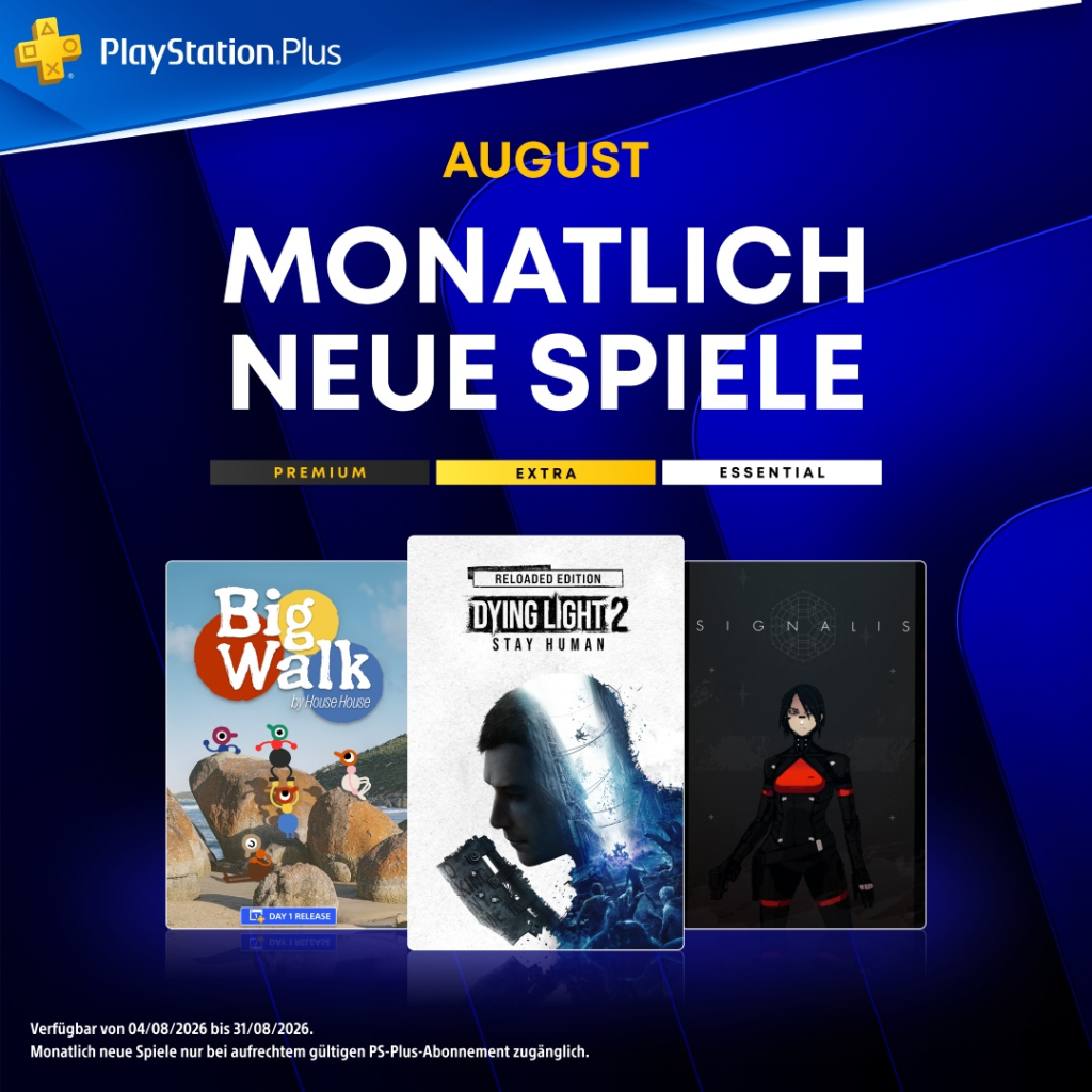 Spiele für PS Plus Essential im August 2026.