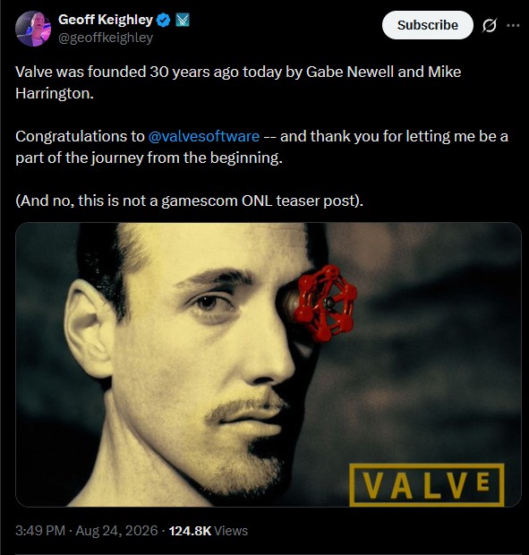 Geoff Keighley gratuliert Valve