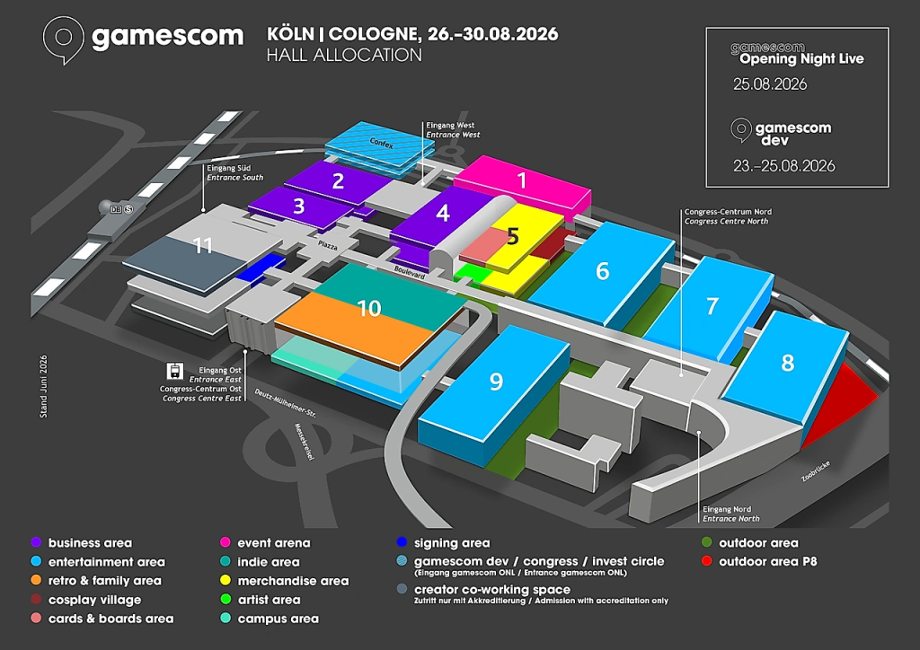 gamescom 2026 Hallenplan