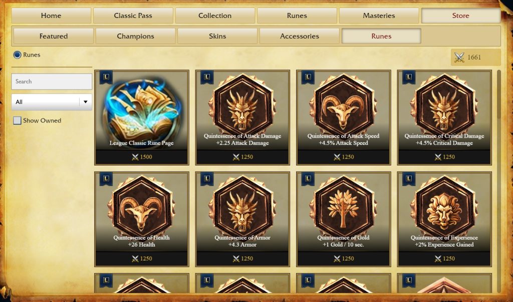 lol classic buy runes