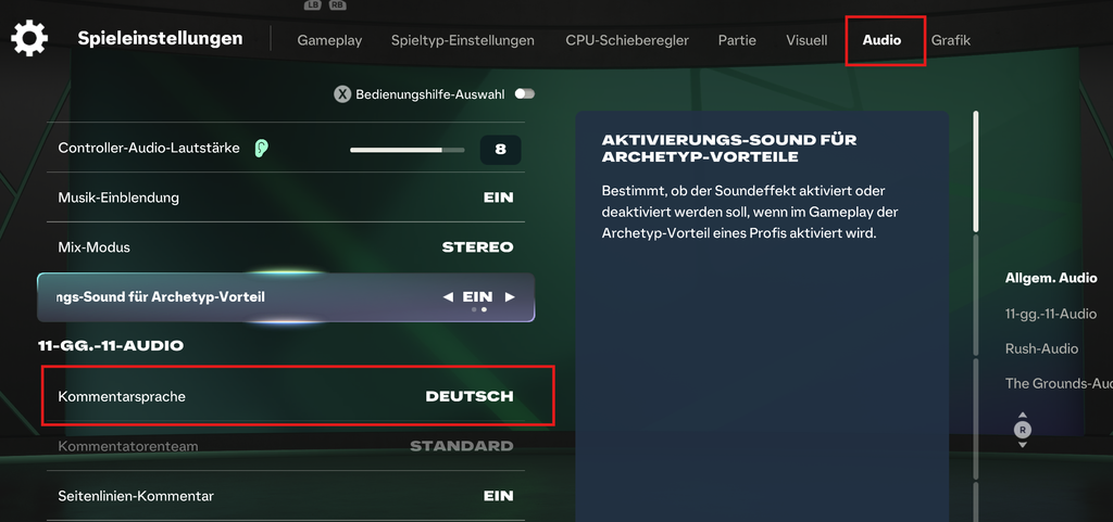 EA FC 27 Einstellungen Deutsche Kommentatoren