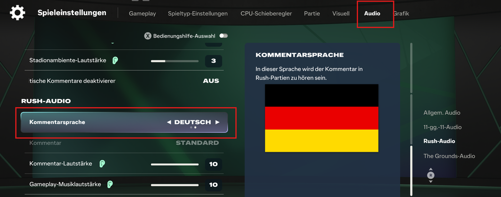 EA FC 27 Einstellungen Deutsche Kommentatoren