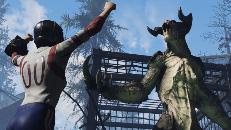Fallout 76 World Pets Deathclaw und Charakter