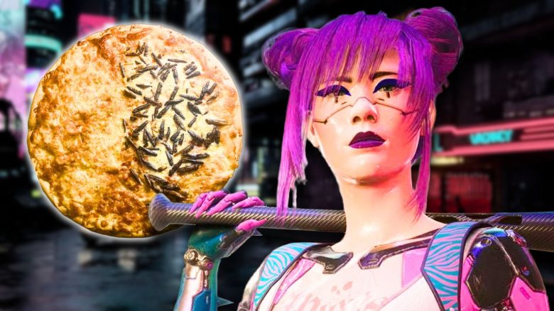 Rita Cyberpunk 2077 und Pizza