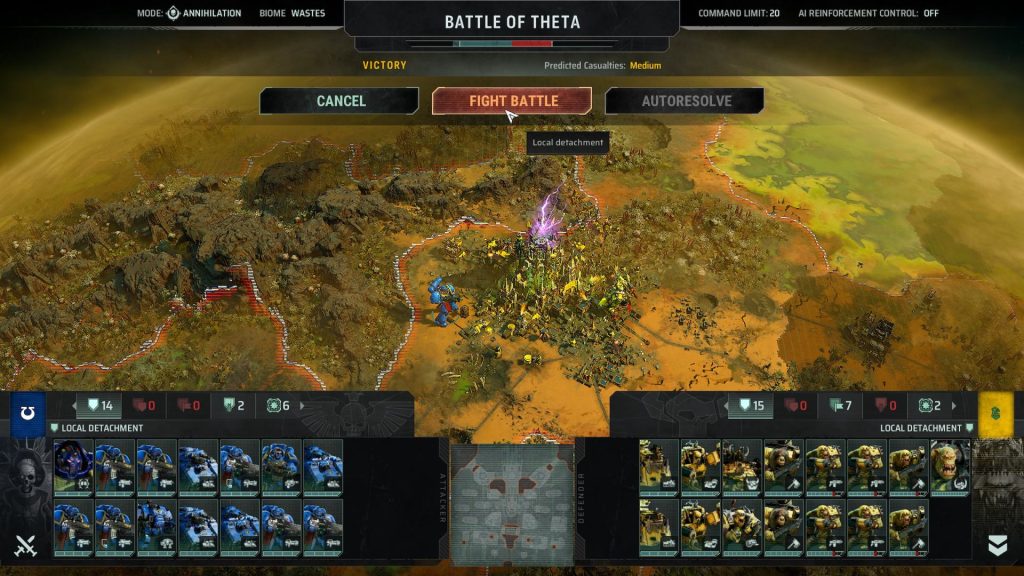 Total war warhammer 40k screenshot gameplay planet mit armeen