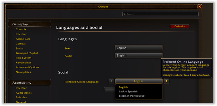 WoW Forever Language Select