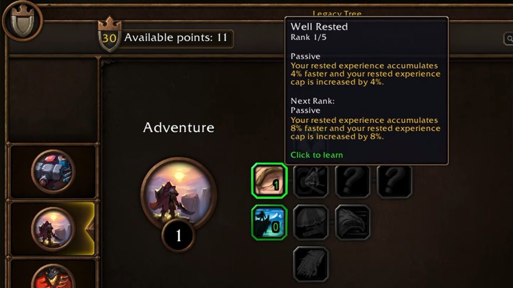 WoW Forever Legacy Tree