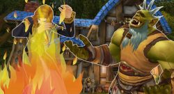 WoW Human Woman on fire Orc laughing titel title 1280x720